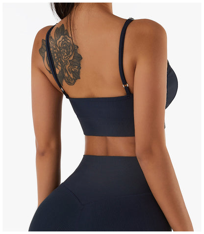 Beautiful Back Sports Underwear Gather Yoga Bra Running Fitness Top European And American Sling Yoga Clothes For Women