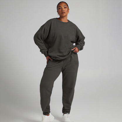 Solid Color Sweat Shirt Oversized Style Casual Leisure Sweatshirt For Women