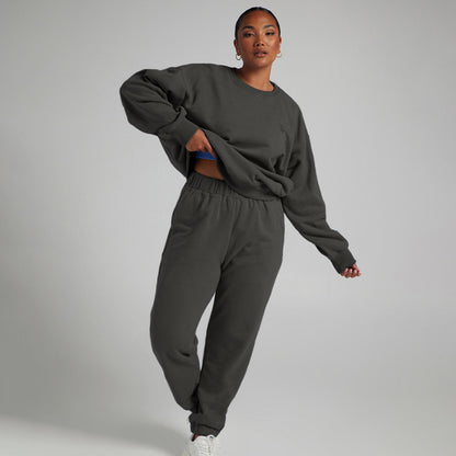 Solid Color Sweat Shirt Oversized Style Casual Leisure Sweatshirt For Women