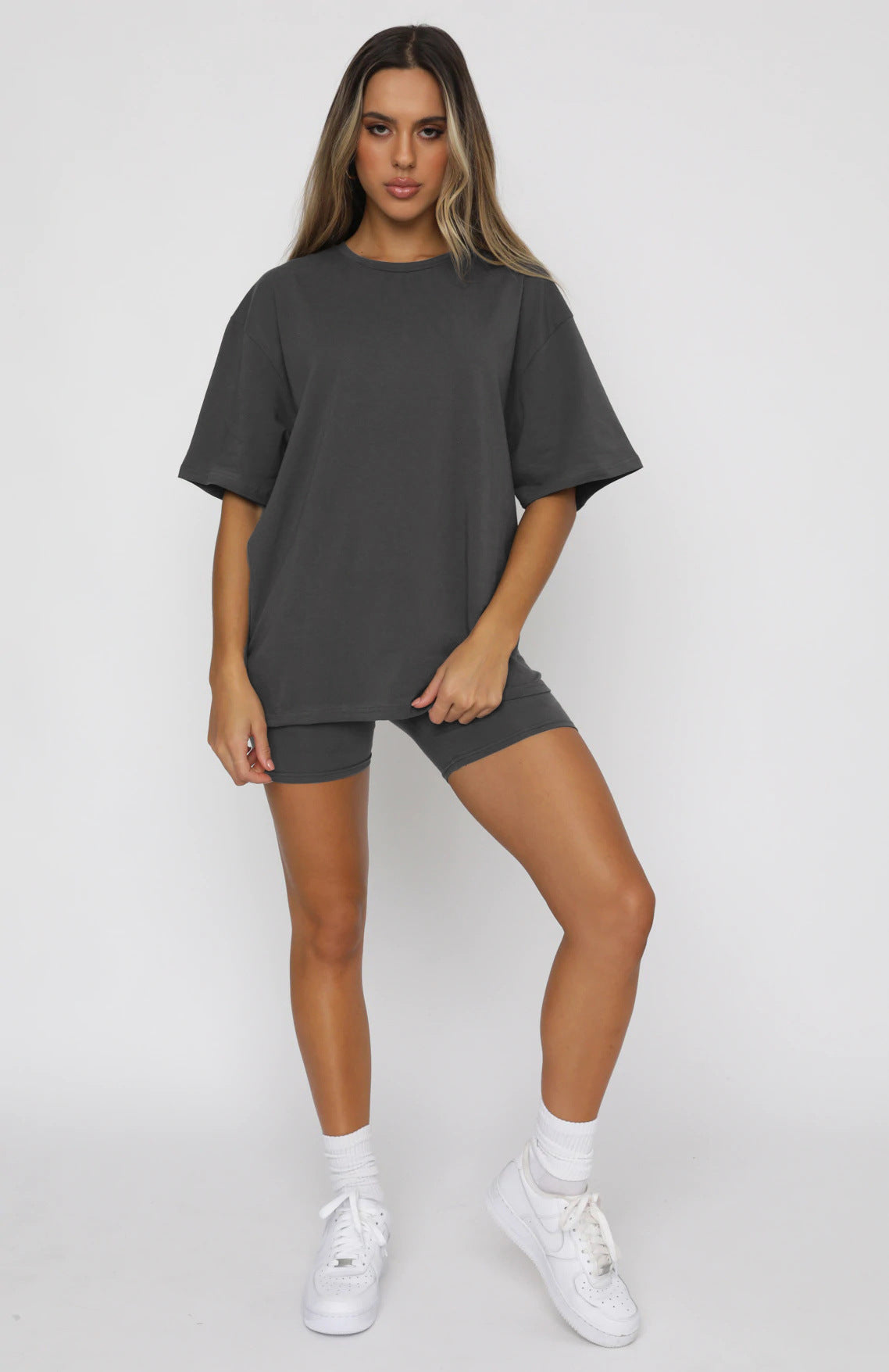 Tshirt Top With Short High Quality Comfortable Stretch Material Sets For Women