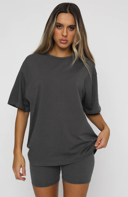 Tshirt Top With Short High Quality Comfortable Stretch Material Sets For Women
