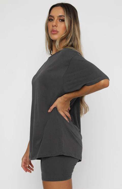 Tshirt Top With Short High Quality Comfortable Stretch Material Sets For Women