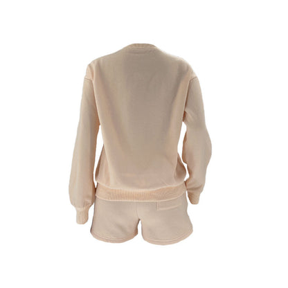 French Terry Material Sweatshirt With Shorts High Qaulity Sets Tracksuits For Women