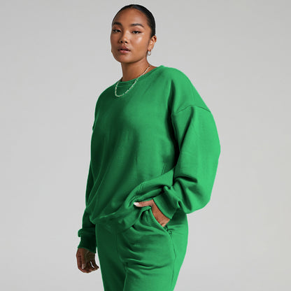 Solid Color Sweat Shirt Oversized Style Casual Leisure Sweatshirt For Women