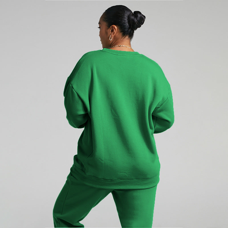 Solid Color Sweat Shirt Oversized Style Casual Leisure Sweatshirt For Women